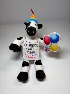 2019 Chick-fil-A Cow Plush Celebrate With Chikin Birthday Balloons Party Hat